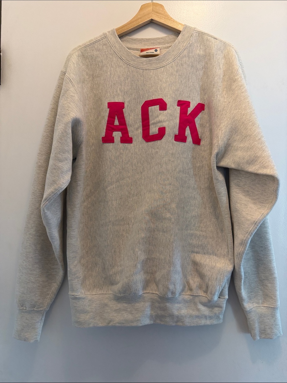 Heather Gray and Hot Pink Nantucket, MA “ACK” Crewneck Sweatshirt - Cape Cod